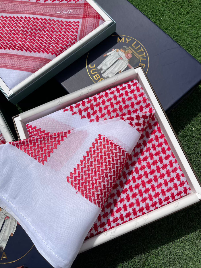 Red & White Luxury Shemagh Keffiyeh Scarf - Jeddah (LIMITED EDITION)