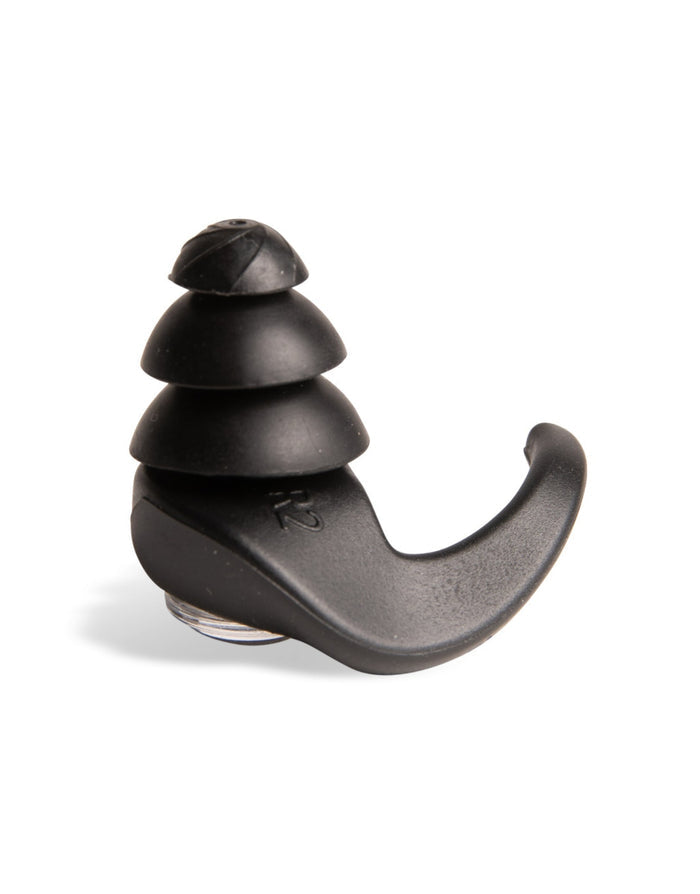 Arena 3-Ring Form swim earplug with black curved hook design