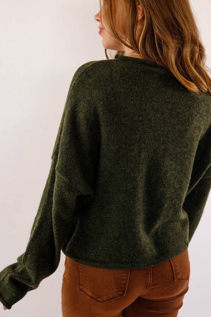 Rolled Neck Collar Cardigan- Things Between Cardigan- Emilie K Cardigan
