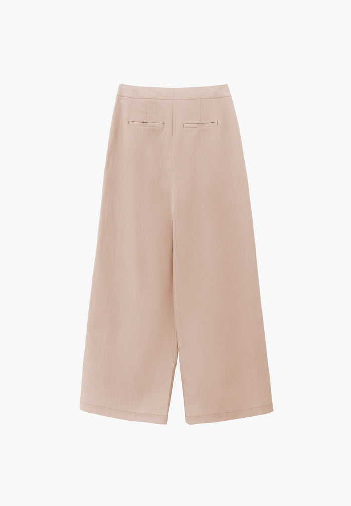Belted High Waist Wide Leg Pants - FEATHER GRAY