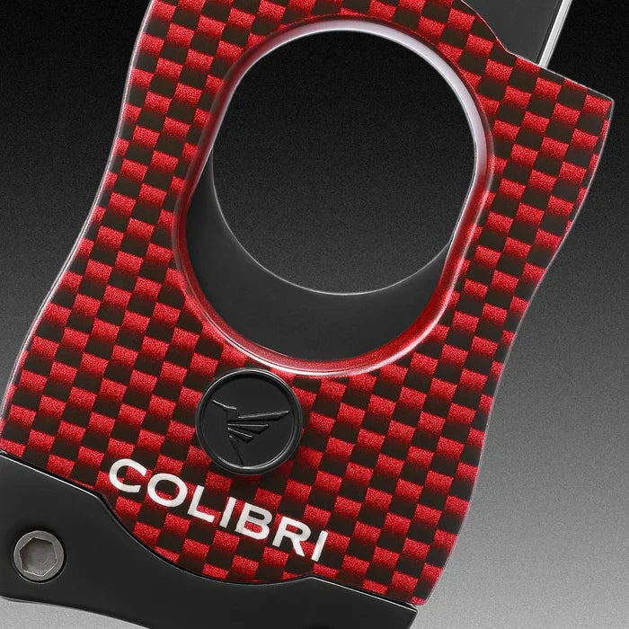 Colibri Carbon Fiber Red and Black Straight Cut Cigar Cutter - CU500T32