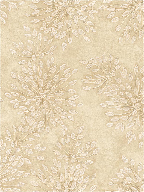Contemporary Windblown Seed Pods on Gold Unpasted Wallpaper