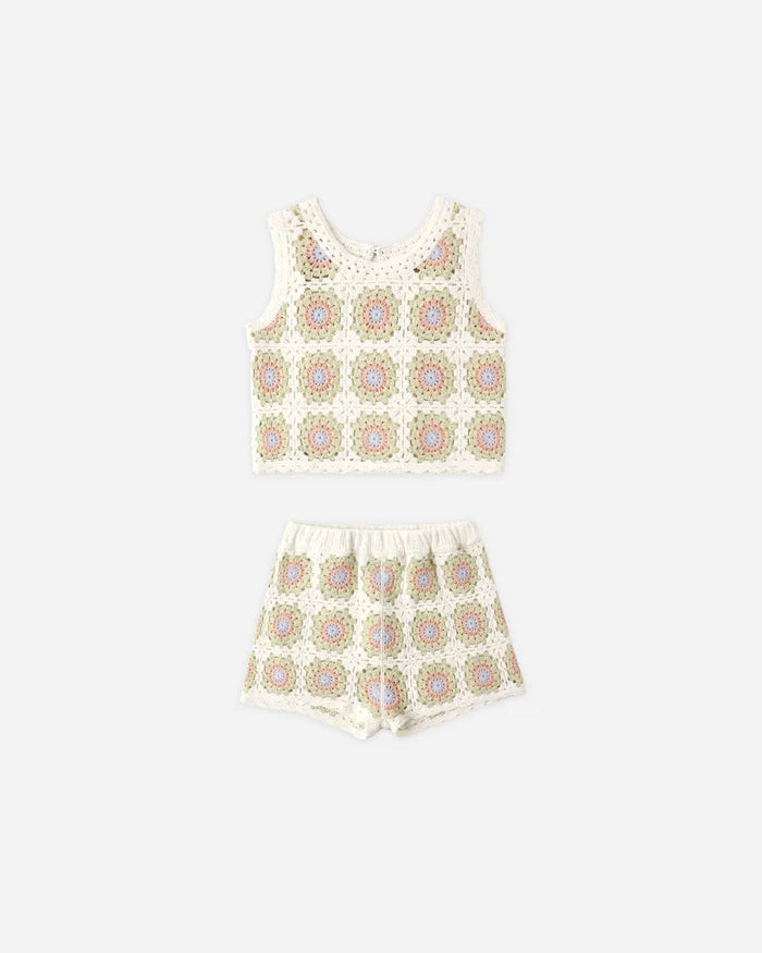 Crochet Tank Set |Teen | Citron Daisy Check
