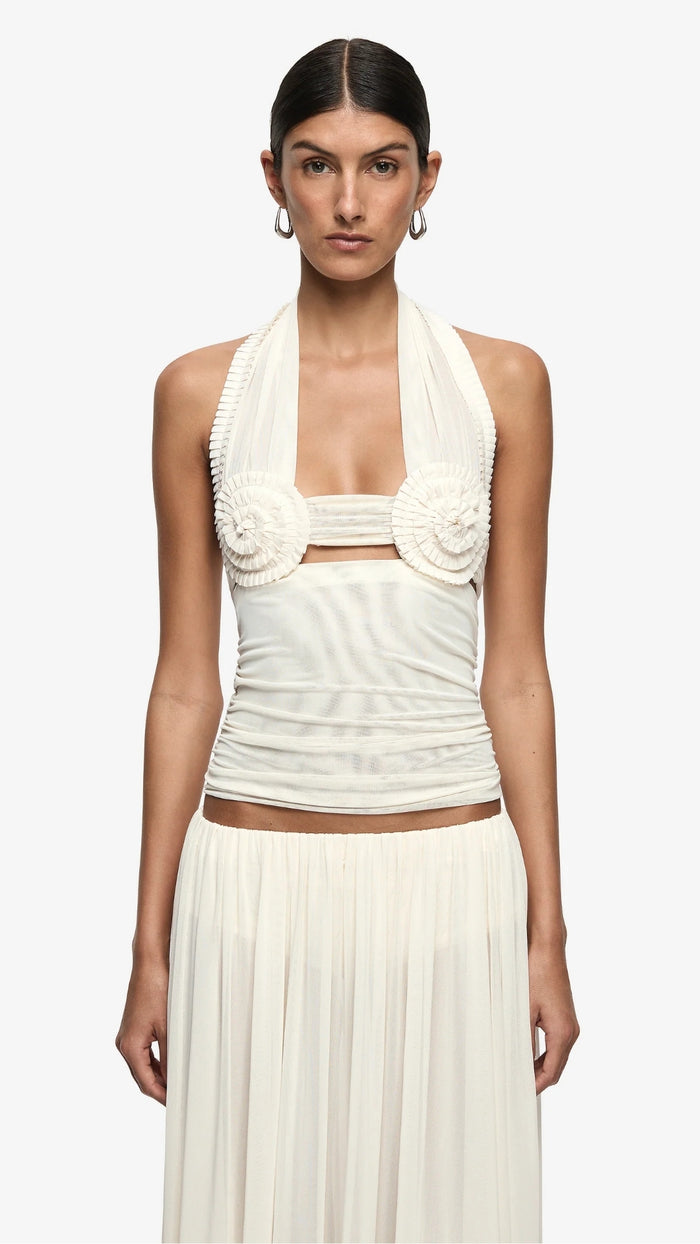 Dante Spiral Halter Top in Buttercream.