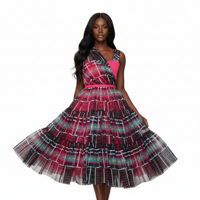 Fabrosanz: Venda Print Tulle Dress (Pre -Order)