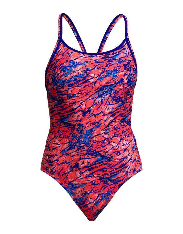Funkita Ruff Stuff Diamond Secure Back (Period Proof) Swimsuit - Coral/Blue