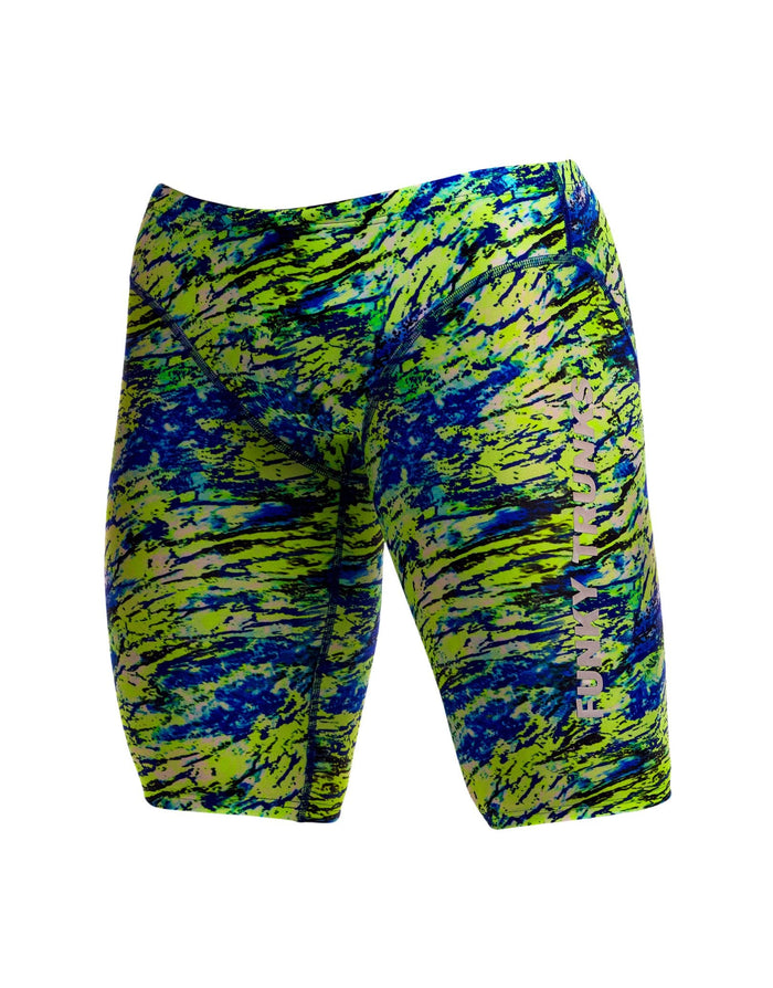 Funky Trunks Scaled Back Swim Fast Training Jammers - Green/Blue