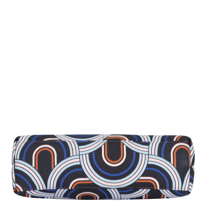 Abstract printed canvas shoulder‑sling bag with soft relaxed silhouette for office and daily use-bottom image