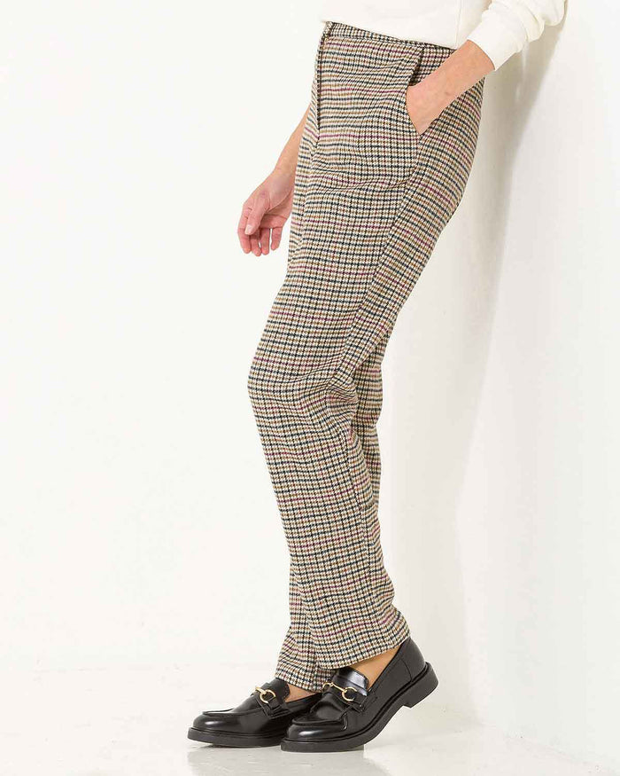 Helmsdale Checked Poly Mix Pull On Trousers - The Classic Boutique