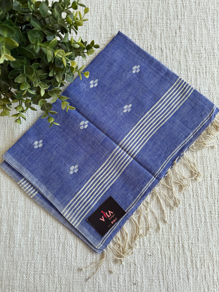Jamdani Handloom Cotton Stole with Tassels