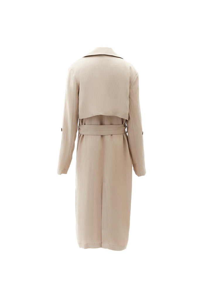 Long Coat With Belt Detail - FEATHER GRAY