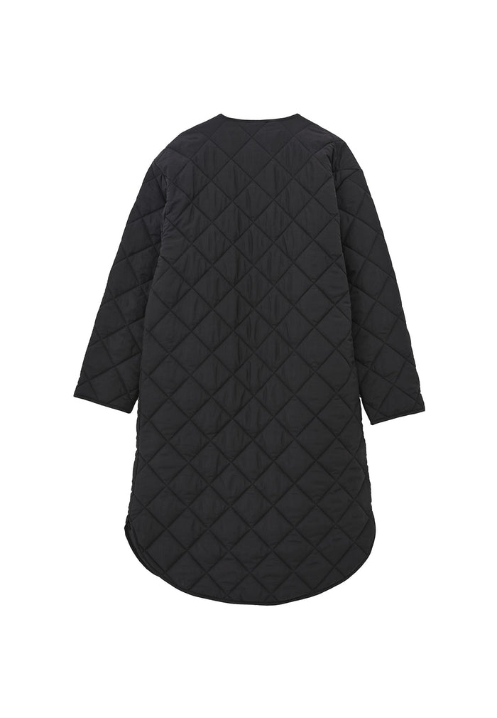 Long Coat With Crew Neck - BLACK