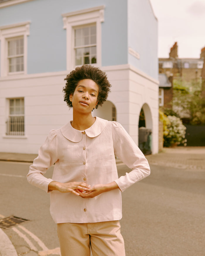 Má + Lin Claudine Linen Blouse - Primrose