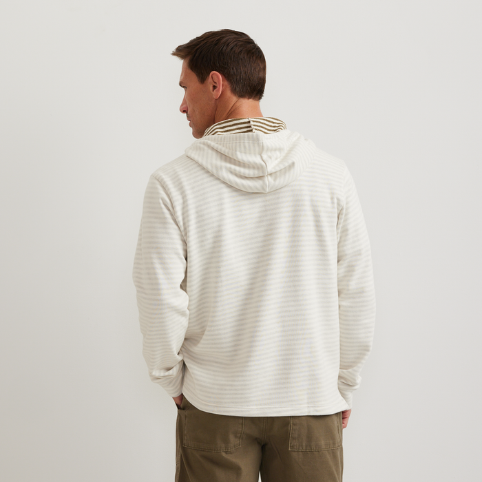 Men's Striped Hooded Pullover-Ivory-Regular-F1