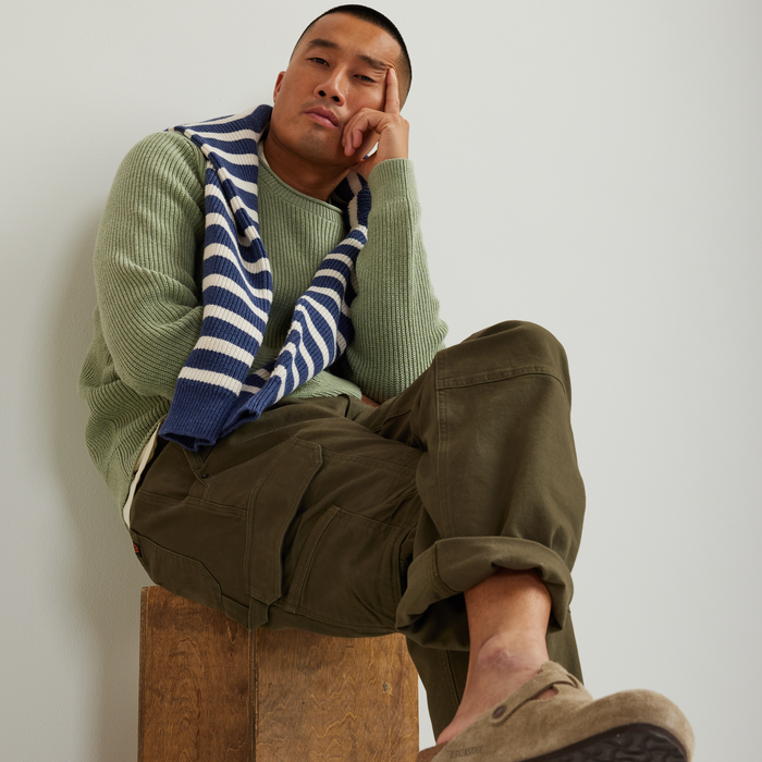 Men's Signature Roll Neck Sweater-Htr Green-Regular-T1