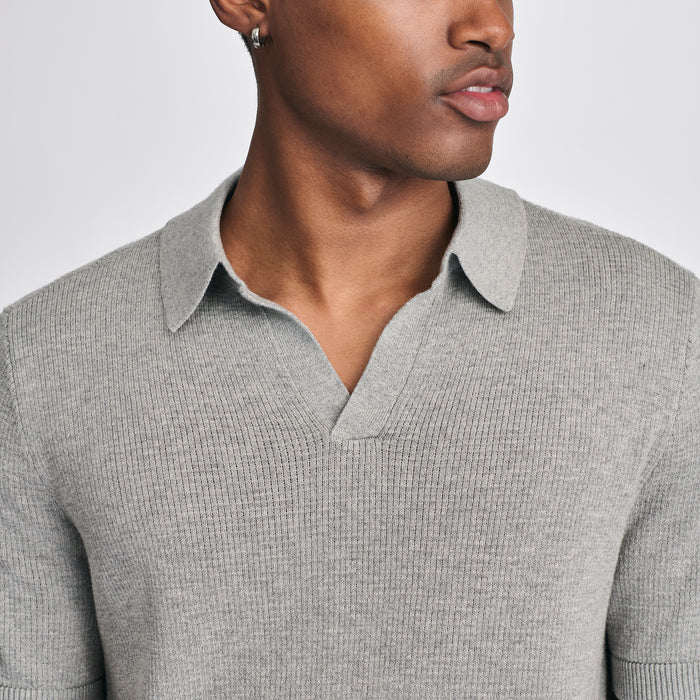 Men's SS Novelty Polo Sweater-Htr Gray-3