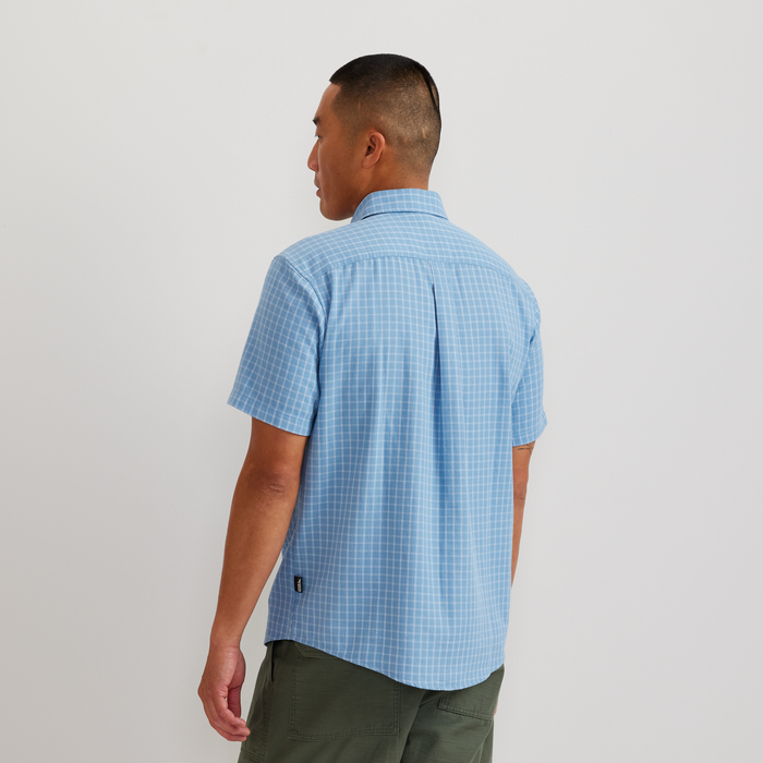 Men's Tidelands Short-Sleeve Yarn-Dyed Textured Shirt-Blue Fog-Regular-F1