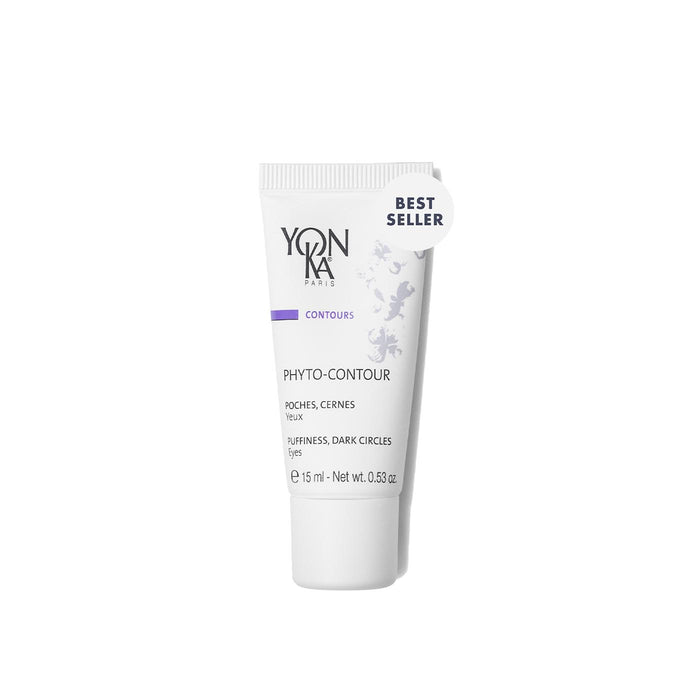 Tube of Phyto-Contour Eye Crème | Yon-Ka Paris with best seller label, designed to reduce puffiness and dark circles as part of a skincare routine.