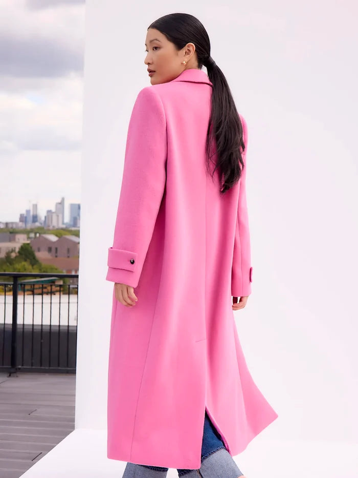 Pink Oversized Wool-Blend Coat