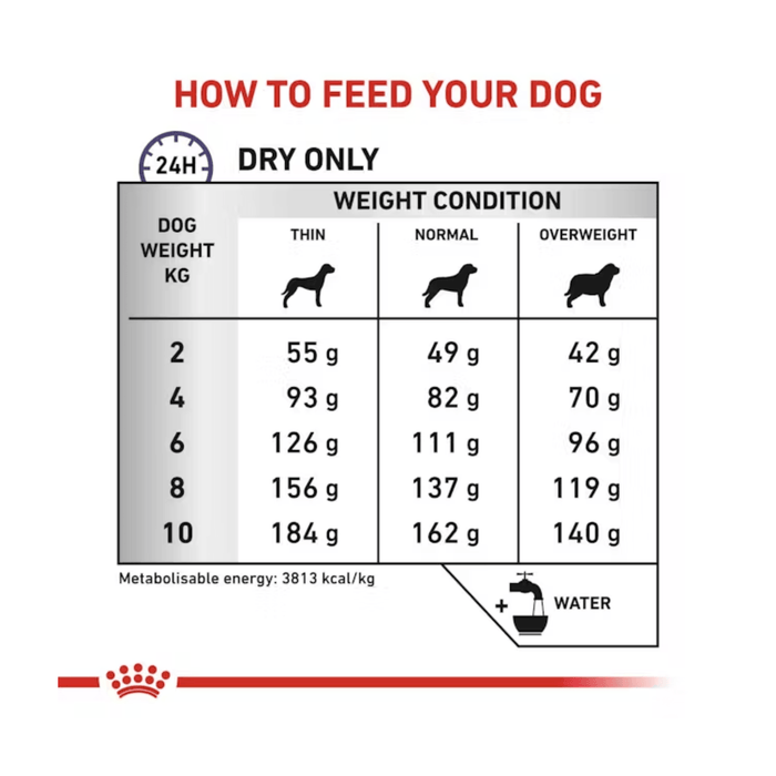 Royal Canin Dental for Small Dog feeding guide.