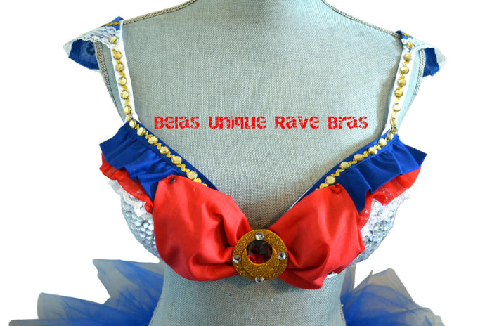 Sailor Moon Cosplay Rave Bra and TuTu Bustle Halloween Dance Costume