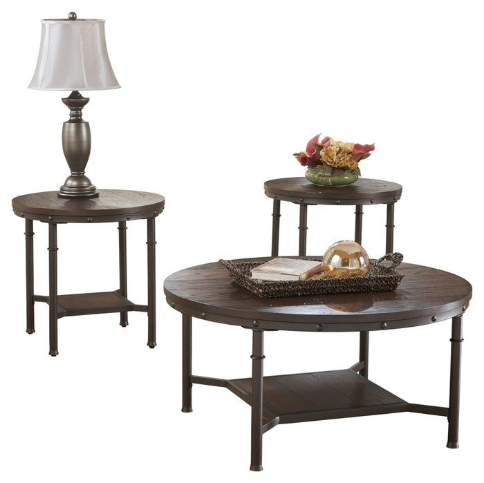 Sandling T277-13 Rustic Brown Occasional Table Set 3CN