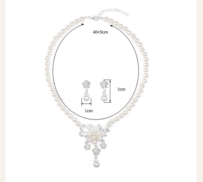 SET647 - Pearl Flower Necklace Earrings Set