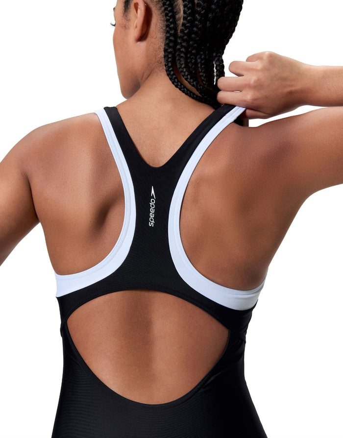 Speedo Colourblock Racerback Swimsuit - Black/White