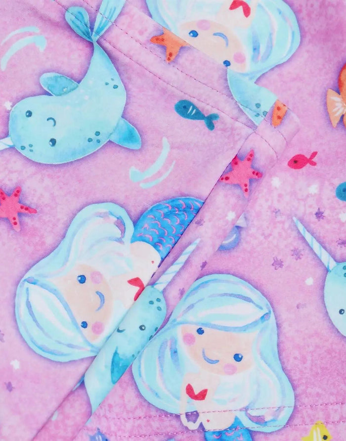 Cute Speedo Tots girls printed sun protection set in green pink with mermaid blanket