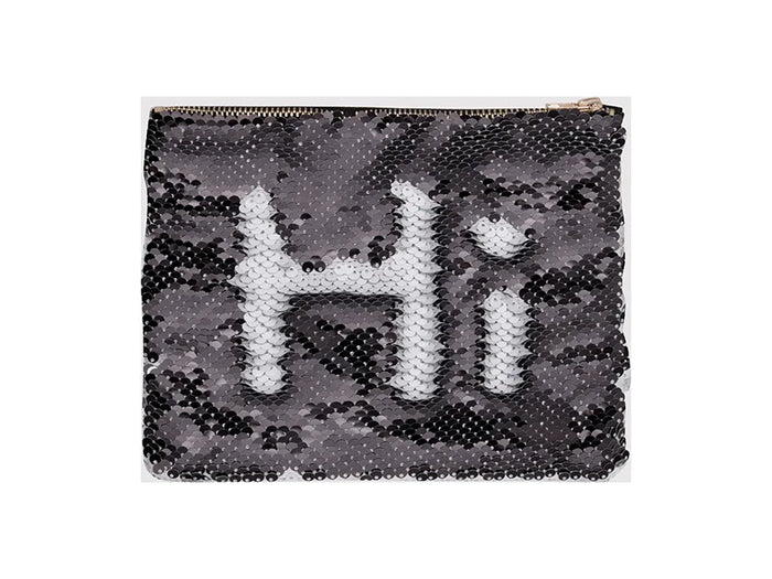 Sublimation Sequin Makeup Bag / Pencil Case (Black/White, 16.5*20.5cm)