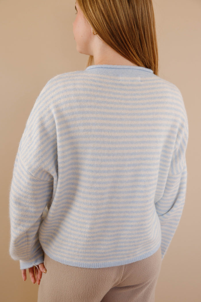 Blue Stripe Cardigan- Things Between Cardigan- Pin-Striped Piper Cardigan