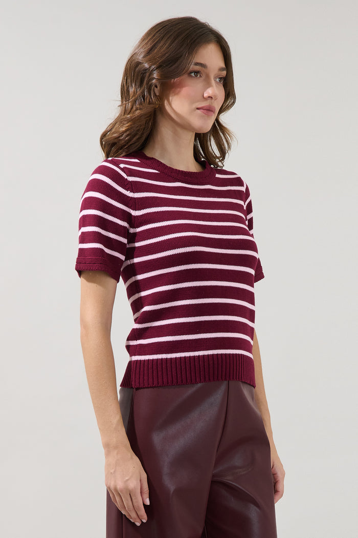Tessie Stripe Short Sleeve Sweater Top