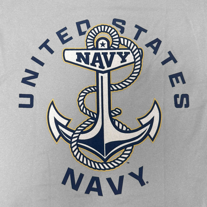 United States Navy Anchor Under Armour Tech Long Sleeve T-Shirt (Grey)