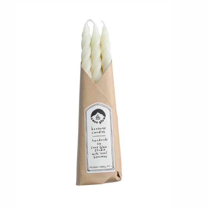 White Spiral Beeswax Candles - Set of 3