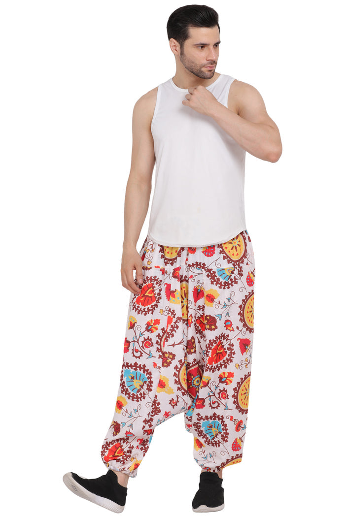 Whitewhale Men's Cotton Solid Harem Pants Yoga Trousers Hippie Pant