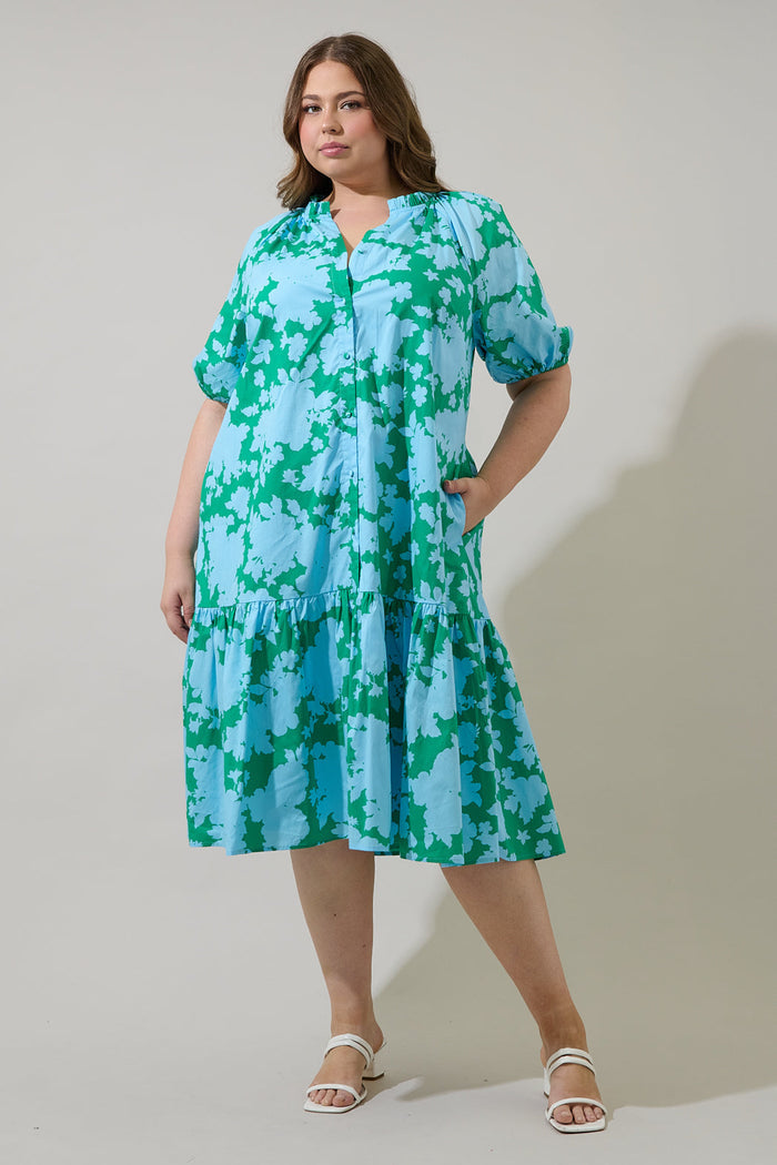 Wynette Tiered Midi Dress Riona Floral Curve