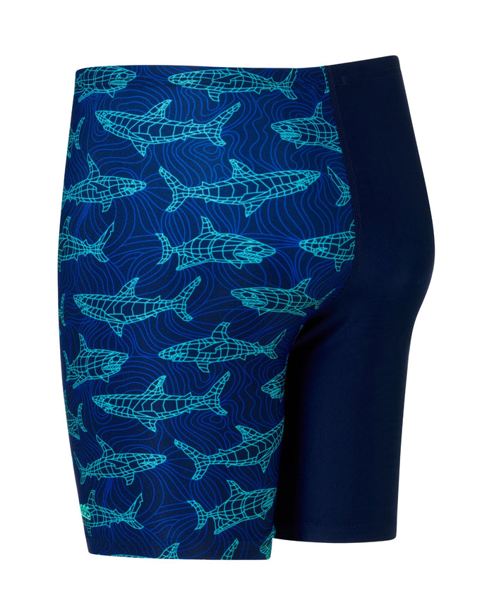 Zoggs Boys Sharkonator Mid Swim Jammer - Navy/Blue