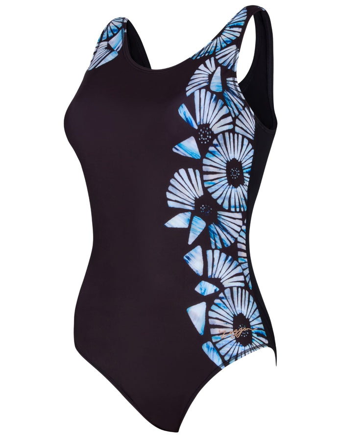 Zoggs Moonstone Scoopback Swimsuit - Black/Blue