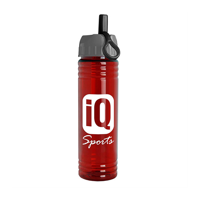 24 oz. Slim Fit UpCycle RPET Bottle with Ring Straw Lid, Screen Print