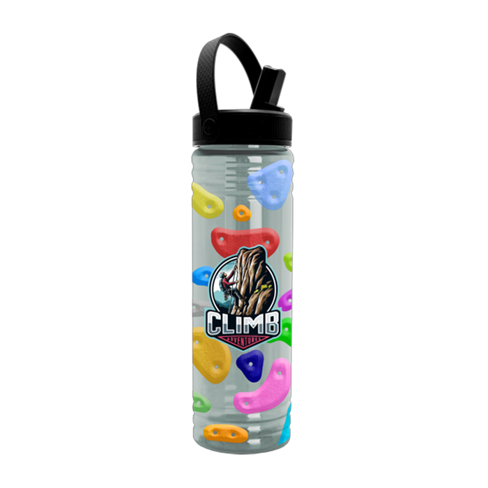 24 oz. Slim Fit UpCycle RPET Bottles with Flip Straw Swivel Handle Lid Digital, Full Color