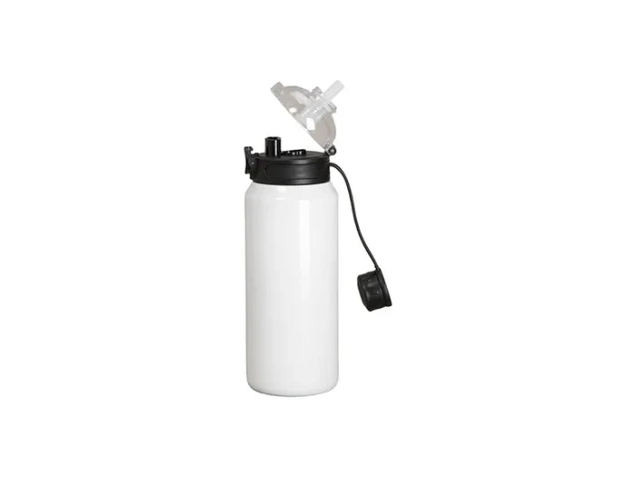 32oz/960ml Sublimation Stainless Steel Bottle w/ Black Pop Lid (White)