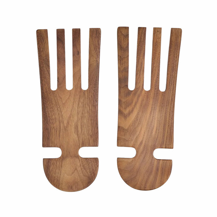 9" Walnut Wood Salad Hands - Handmade Serving Utensils