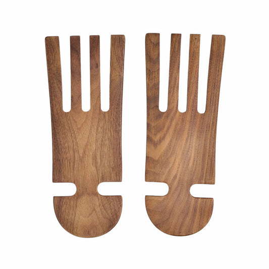9" Walnut Wood Salad Hands - Handmade Serving Utensils