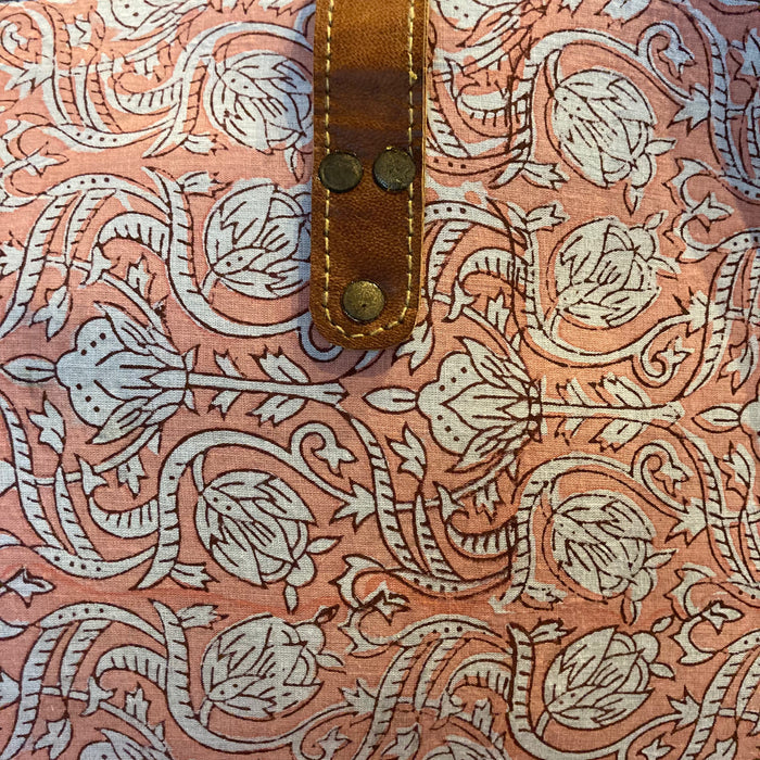 Oversized Blockprint Bags with Leather Straps (Made with Vintage Upcycled Materials)