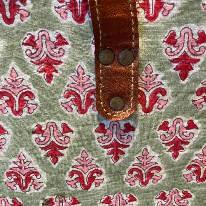 Oversized Blockprint Bags with Leather Straps (Made with Vintage Upcycled Materials)