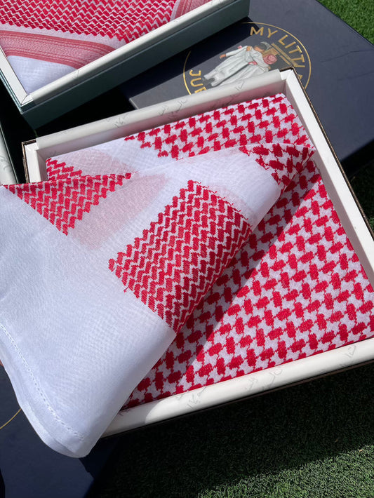 Red & White Luxury Shemagh Keffiyeh Scarf - Jeddah (LIMITED EDITION)