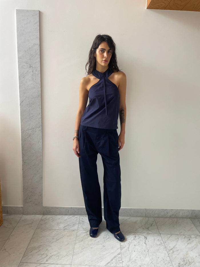 Abdou Trouser, Cotton Twill Navy MARYAM NASSIR ZADEH