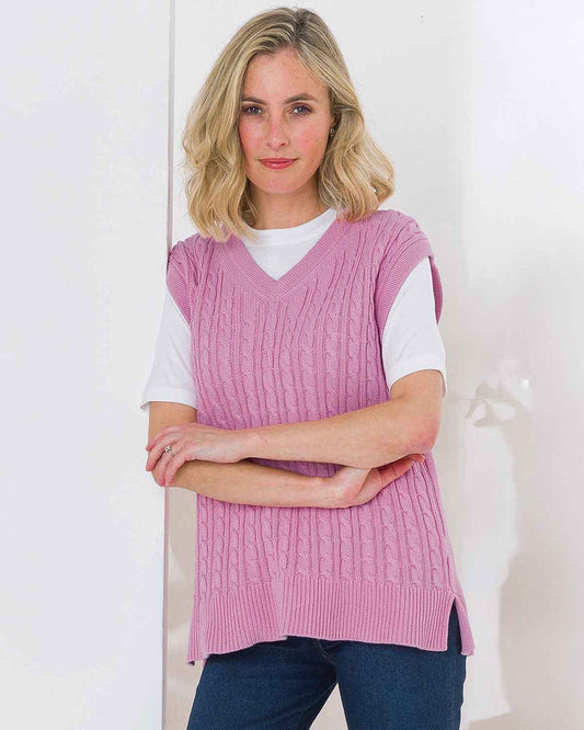 Adeline Cable Knit Pure Cotton Slipover - Image 1 - The Classic Boutique