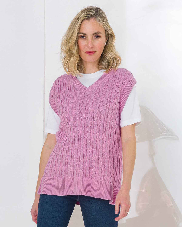 Adeline Cable Knit Pure Cotton Slipover - Image 2 - The Classic Boutique