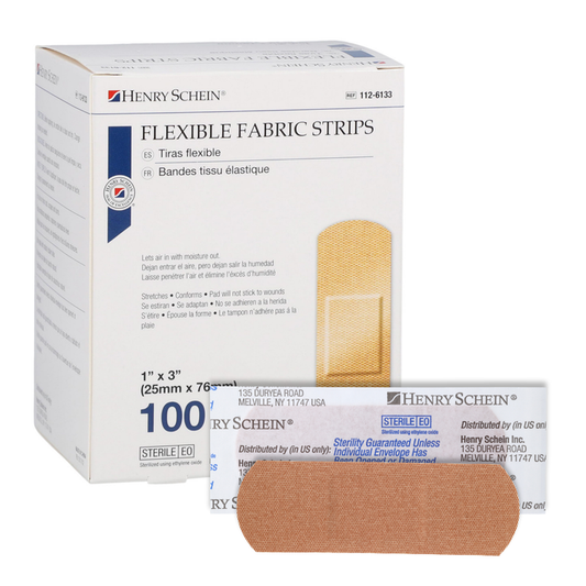 Adhesive Fabric Bandage Strips, 1" x 3", Sterile